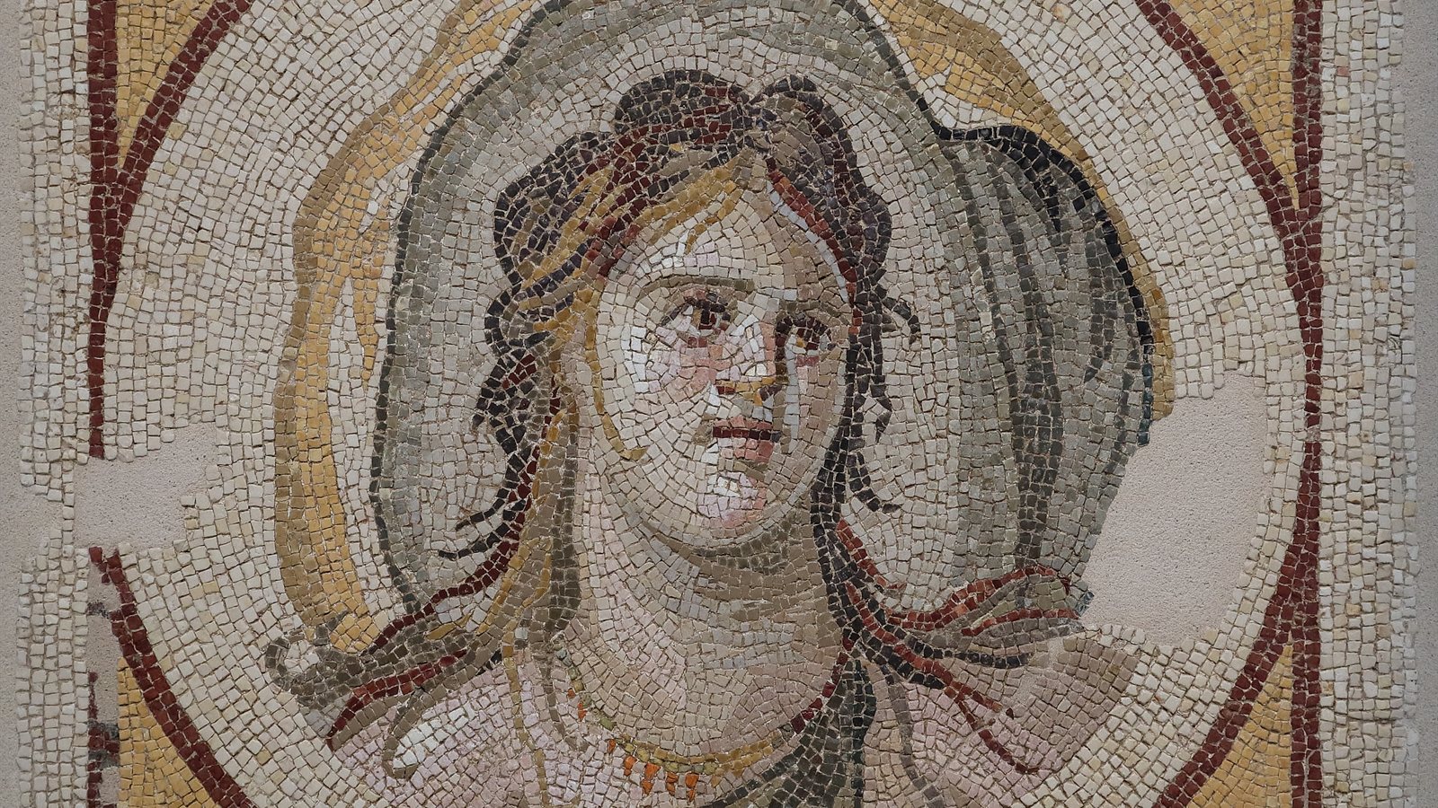 Detail of a figurative Roman mosaic