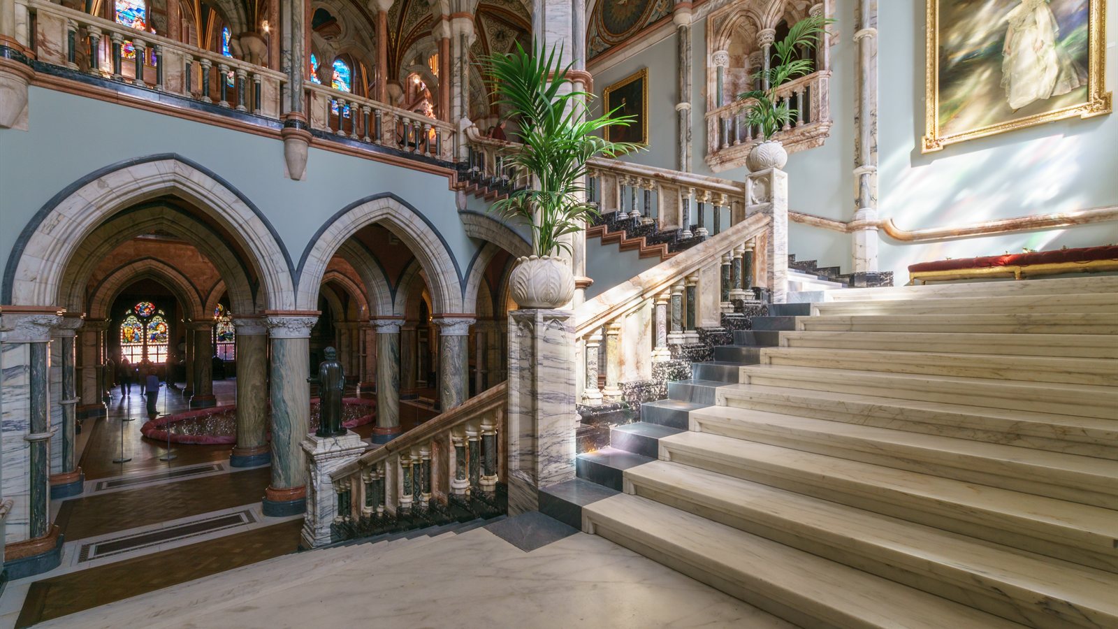 Marble stairway with balustrade in a historic house