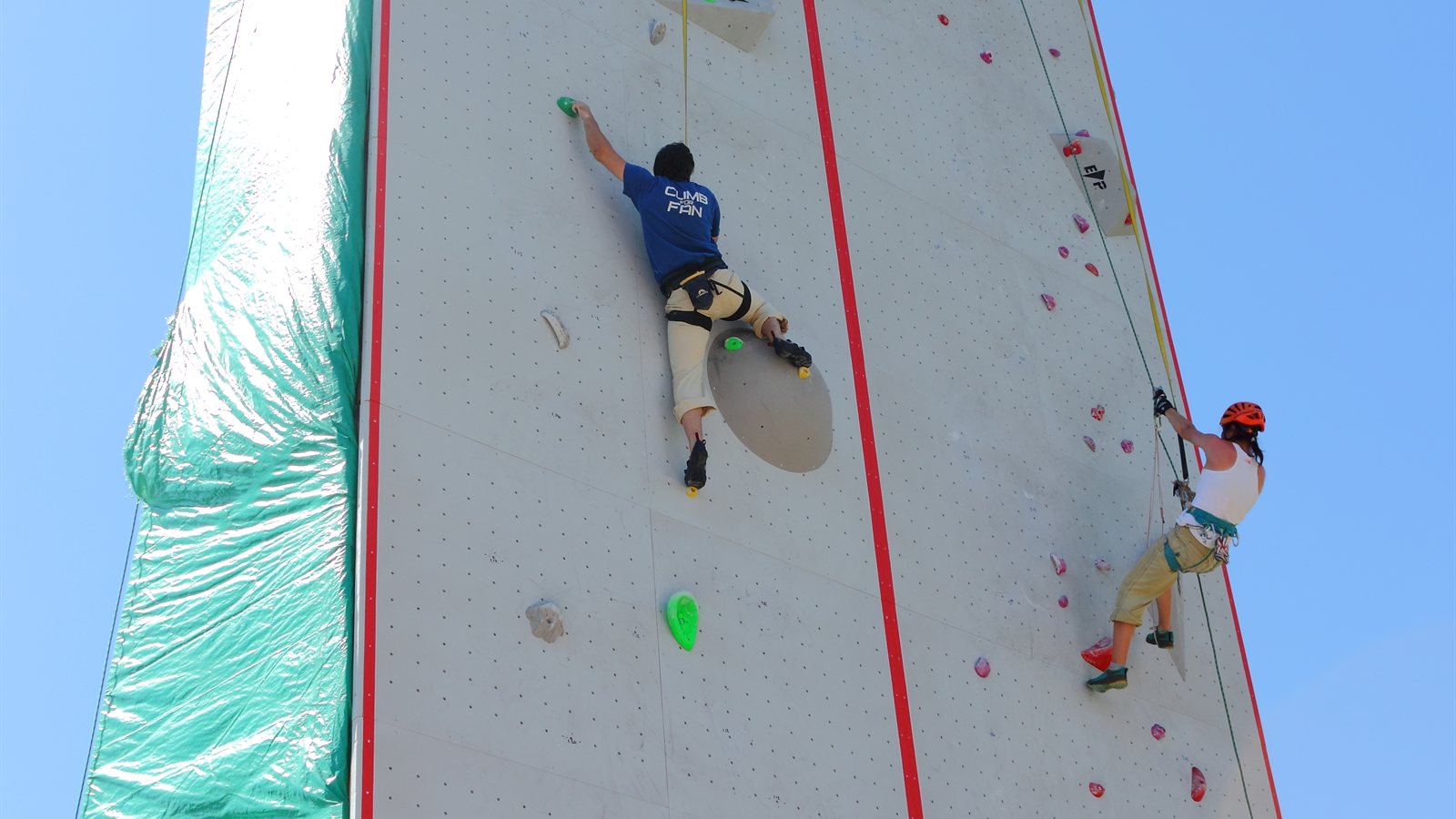 Climber on a sunlit crag