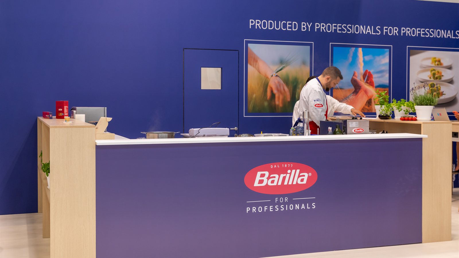 Professional kitchen counter during preparation
