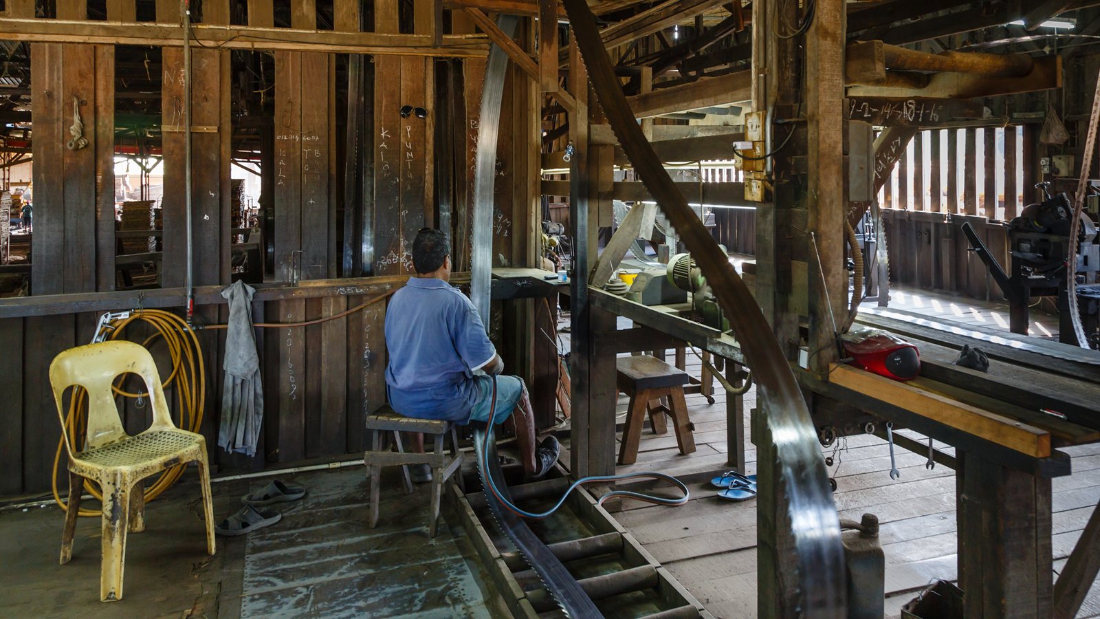 Stacks of sawn timber in a sawmill yard