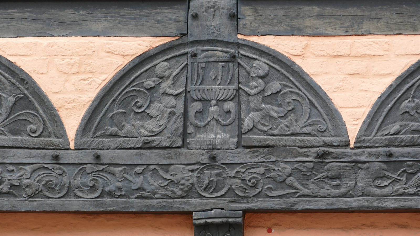 Timber-framed building facade in an old town street